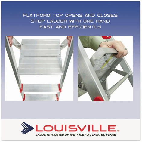 Louisville L2346 Aluminum Euro Platform Utility Step Ladder / A-Type Ladder (200 lbs) - KHM Megatools Corp.