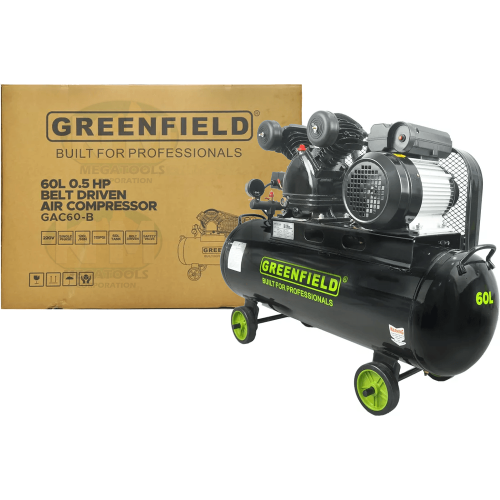 Greenfield GAC60-B 1/2 HP Belt Driven Air Compressor 60L 115psi - KHM Megatools Corp.