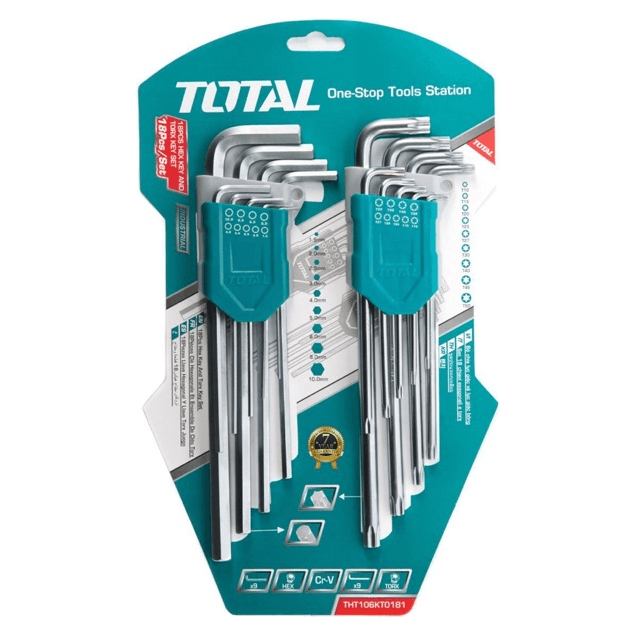 Total THT106KT0181 18pcs Hex & Torch Allen Wrench Key Set | Total by KHM Megatools Corp.