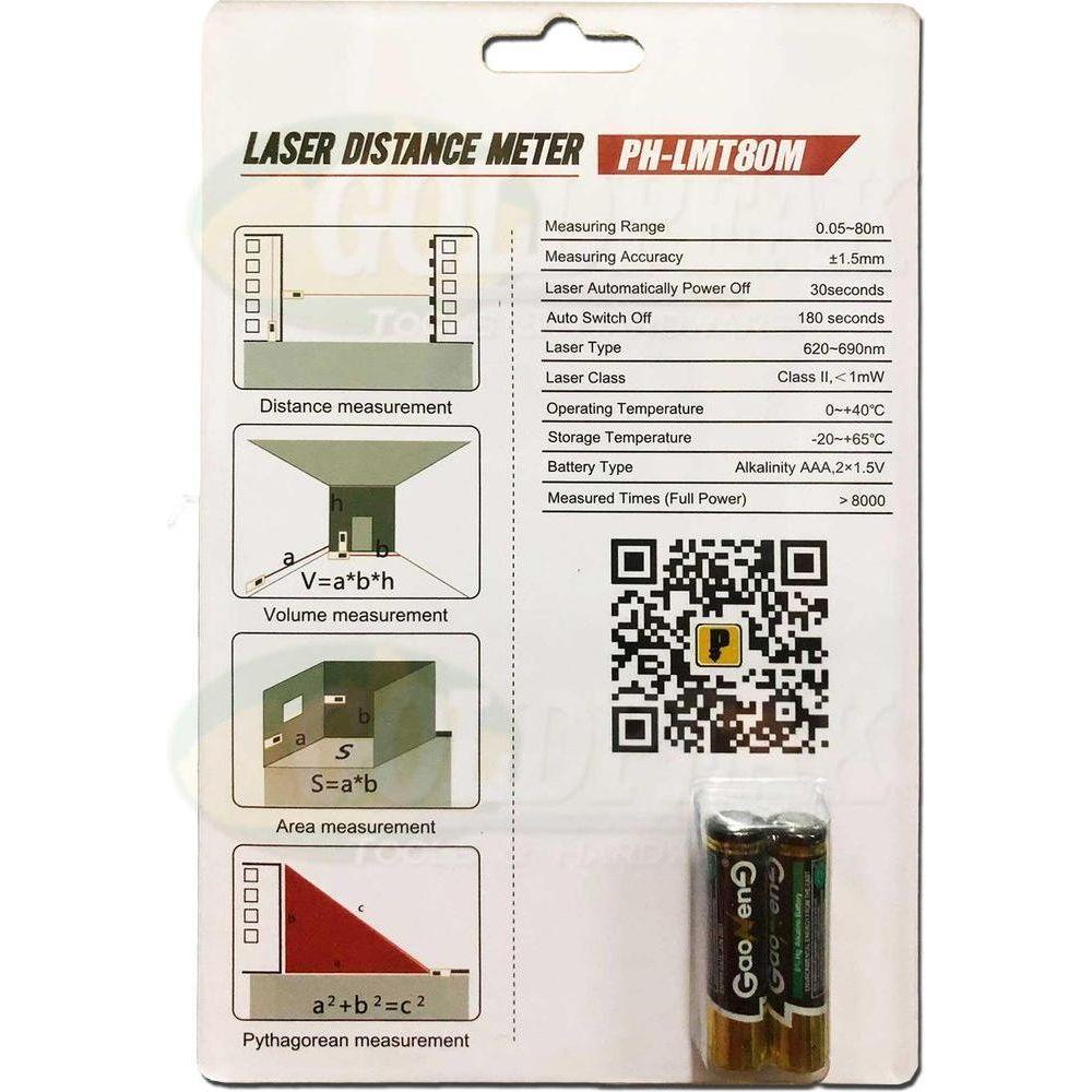 Powerhouse PH-LMT80M Laser Range Finder / Distance Measurer - Goldpeak Tools PH Powerhouse