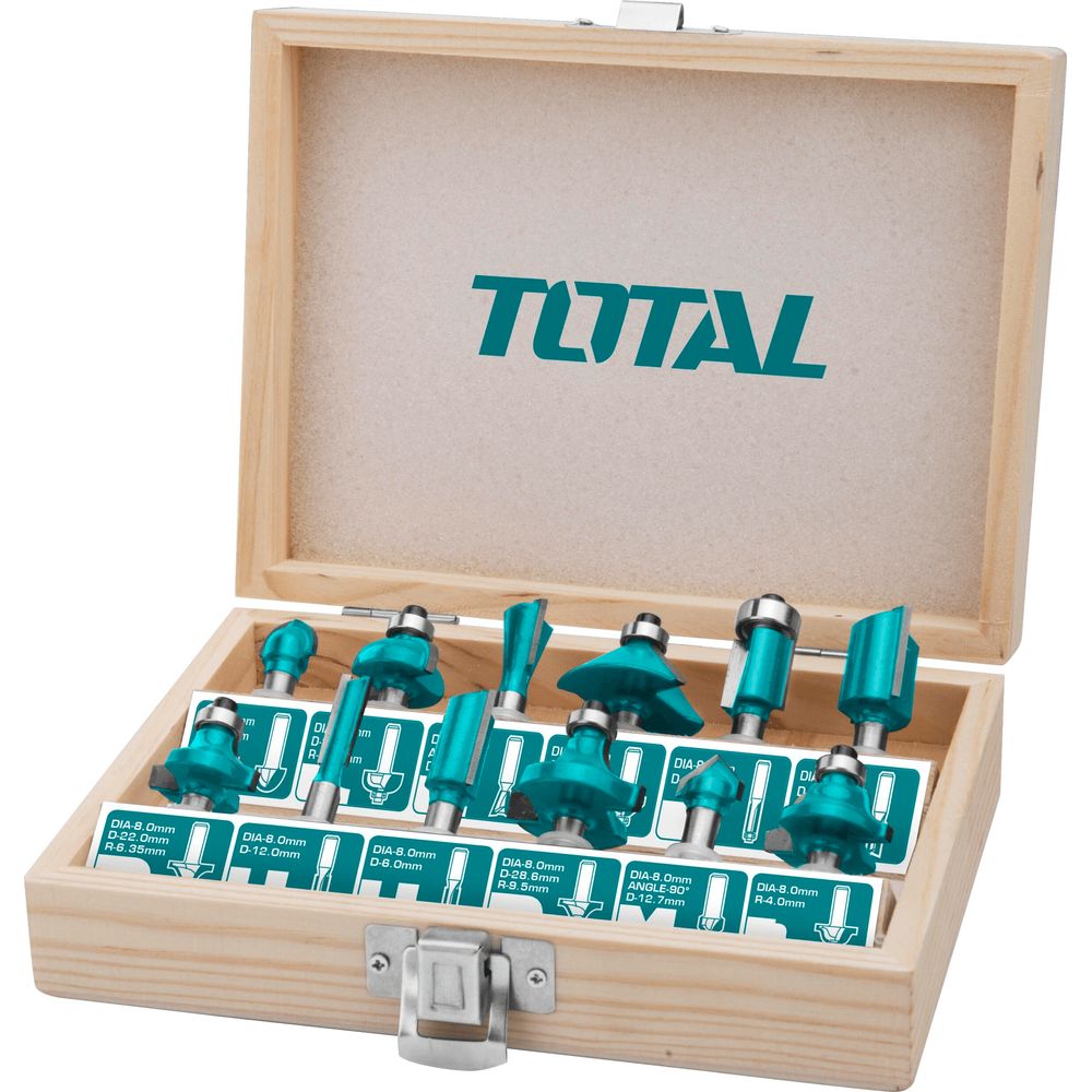 Total TACSR2121 Router Bit Set 12mm Shank (12pcs) - KHM Megatools Corp.