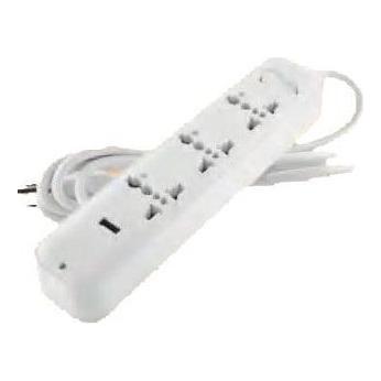 Omni USB-301 Travel Extension Cord 3-Gang with USB Outlet & Switch 2500W 10A 250V | Omni by KHM Megatools Corp.