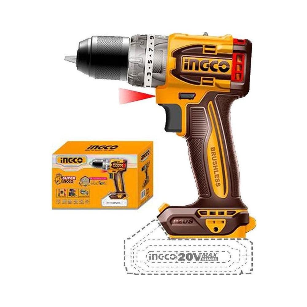 Ingco CIDLI206021 Li-Ion Compact Impact Drill Brushless 20V - KHM Megatools Corp.