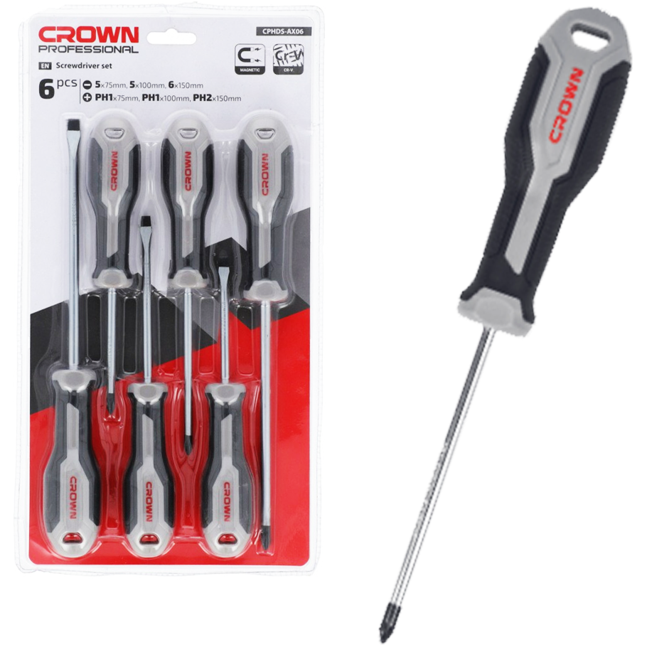 Crown CPHDS-AX06 Philips Screwdriver Set 6Pcs | Crown by KHM Megatools Corp.