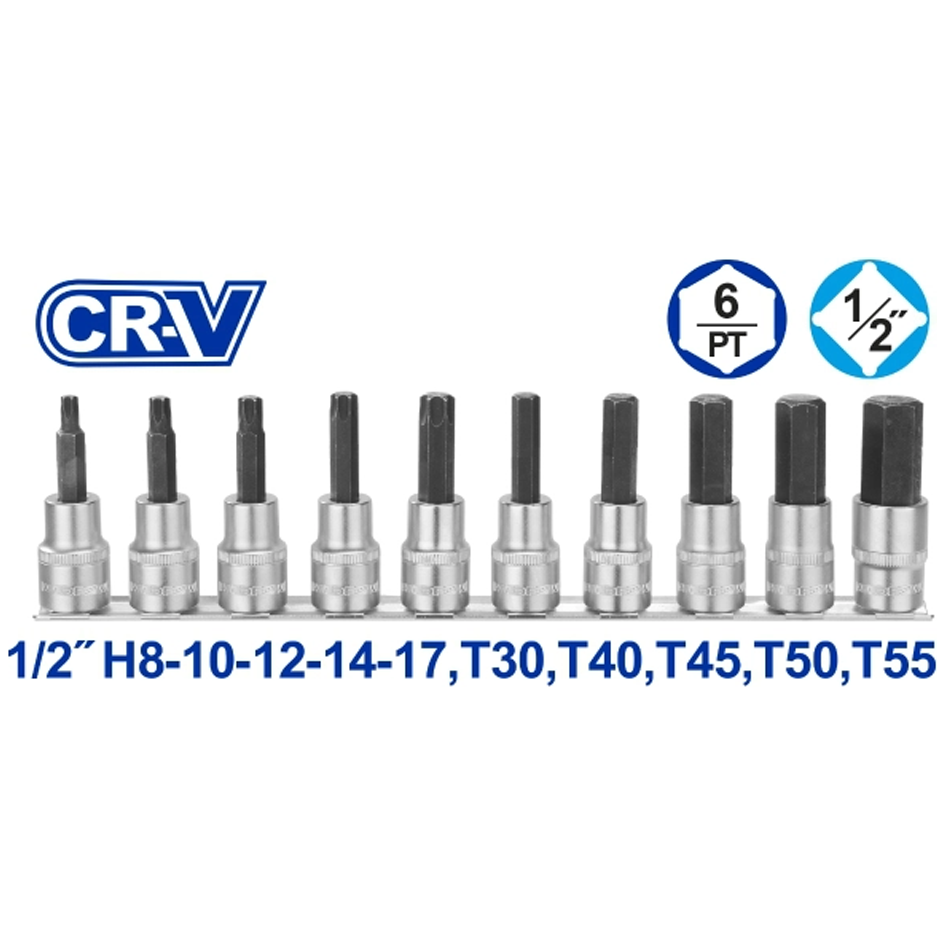 Wadfow WST1412 1/2' Bit Socket Set 10Pcs | Wadfow by KHM Megatools Corp.