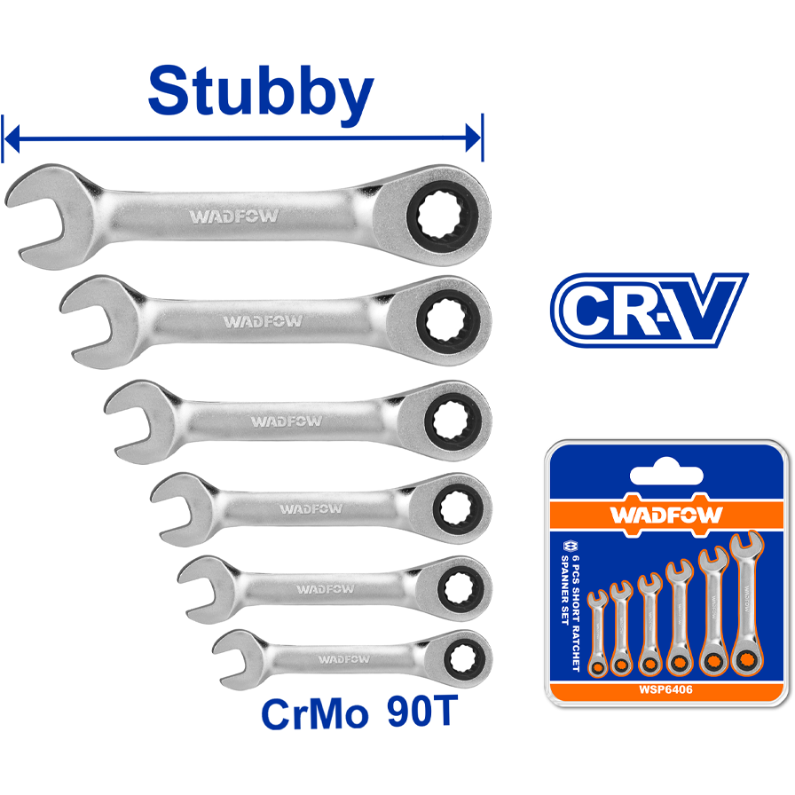 Wadfow Stubby Rachet Spanner Set 6Pcs | Wadfow by KHM Megatools Corp.