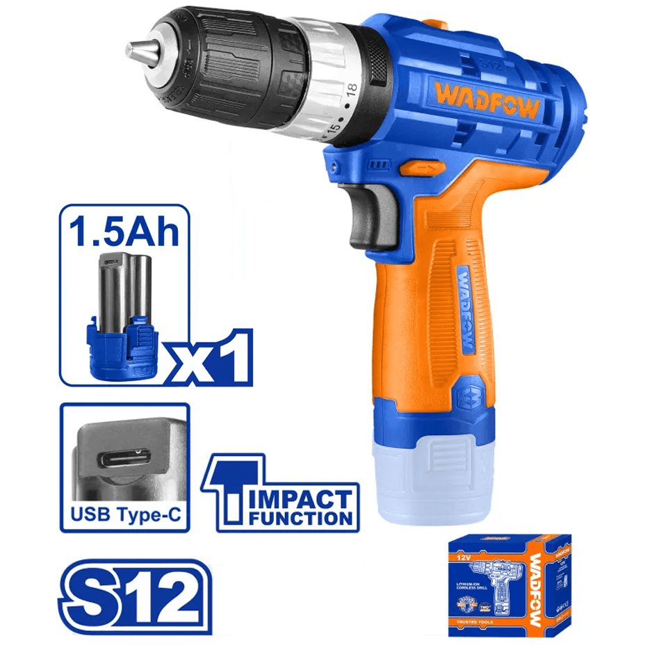 Wadfow WCDS540 Li-Ion Impact Drill 12V - KHM Megatools Corp.