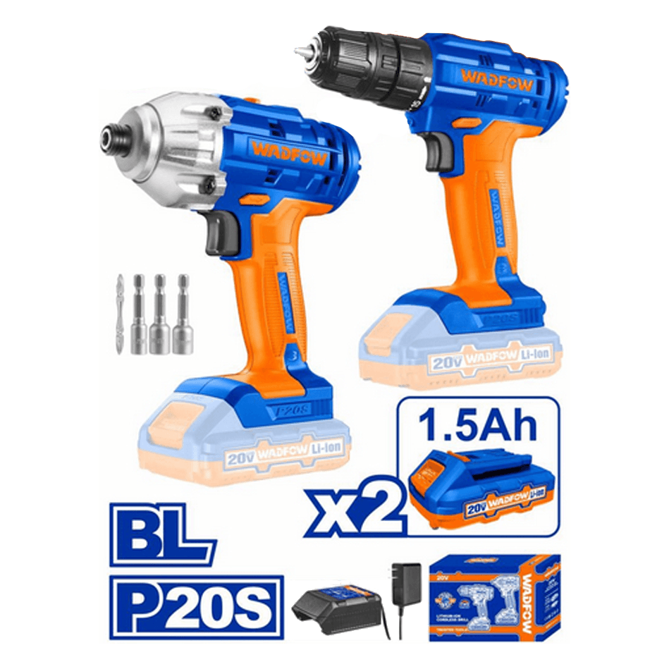 Wadfow WCK2016 Li-Ion Cordless 20V 2Pcs Combo Kit - KHM Megatools Corp.