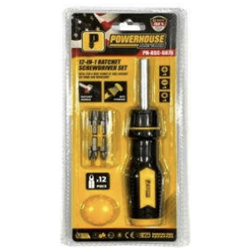 Powerhouse Cushion Grip 12in1 Rachet Screwdriver Set - KHM Megatools Corp.