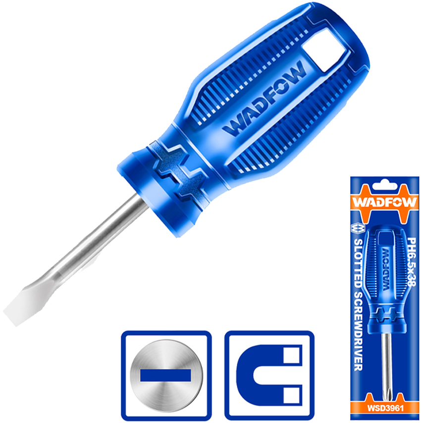 Wadfow WSD3961 Stubby Flat Screwdriver 38mm 40CR | Wadfow by KHM Megatools Corp.