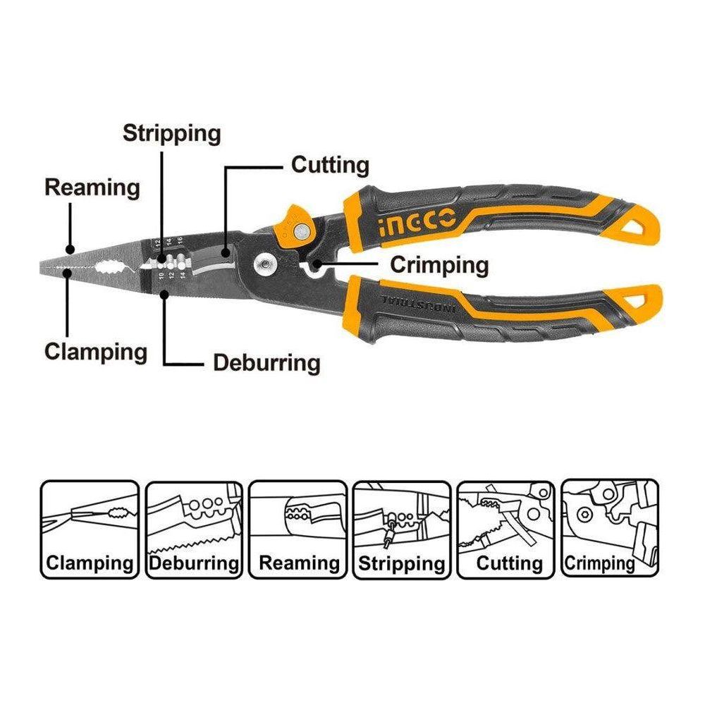 Ingco HMFLNP28200 6in1 Multi-Function Long Nose Plier - KHM Megatools Corp.