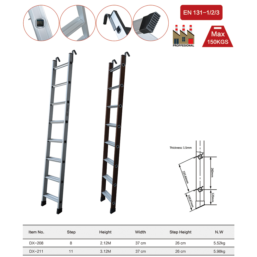 Miller ARL-300 Rescue Single Aluminum Ladder with Hook (Fire Exit) | Miller by KHM Megatools Corp.