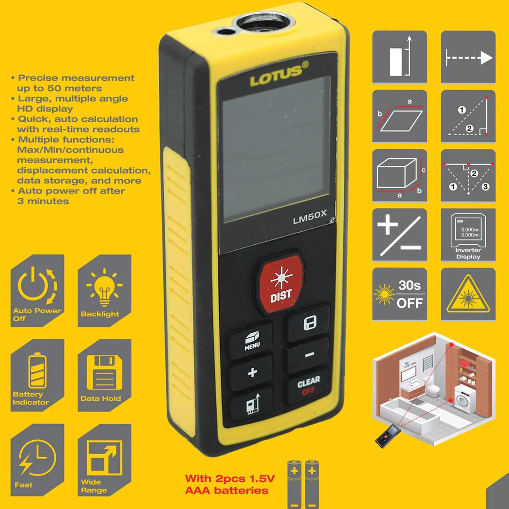 Lotus LM50X Laser Distance Measure 50M
