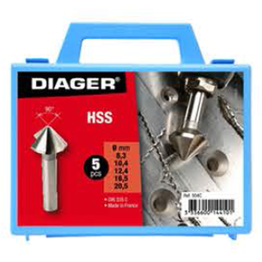 Diager 504C HSS Metal 90° Countersink Drill Bit Set 5Pcs