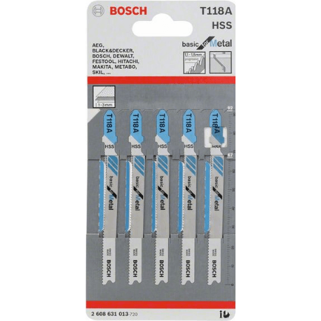 Bosch T118A Jigsaw Blade (Straight Cut 1.5-3mm) Basic for Metal [2608631013] - KHM Megatools Corp.