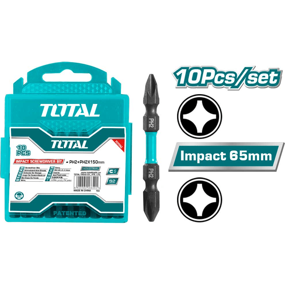 Total TACIM16PH233 10pcs Impact Screwdriver Bit Set 65mm | Total by KHM Megatools Corp.