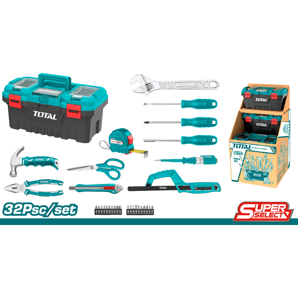 Total THKTHP20326 32pcs Hand Tools Set with Tool Box - KHM Megatools Corp.