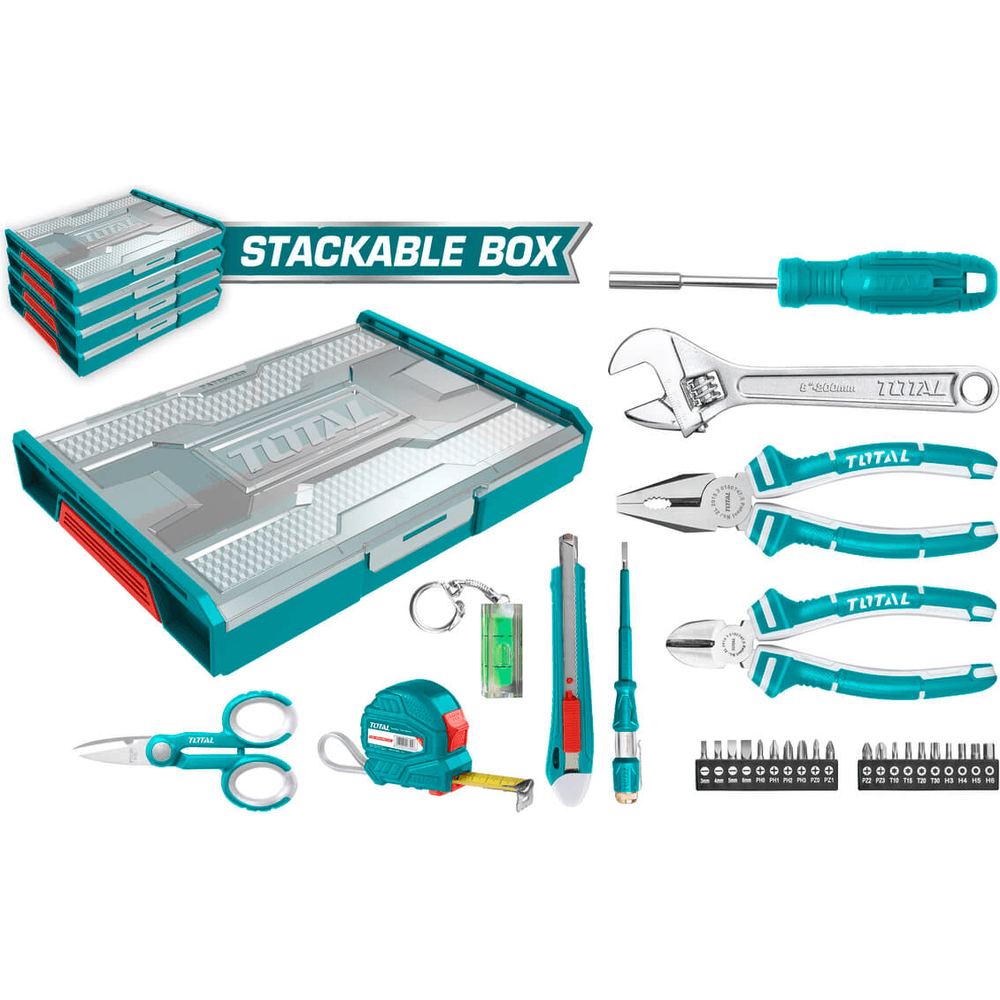 Total THKTV02H291 29pcs Hand Tools Set with Stackable Tool Box | Total by KHM Megatools Corp.