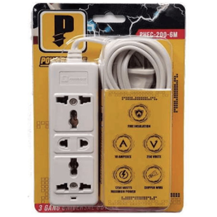 Powerhouse Electric Extension Cord 3 Gang Universal Outlet - KHM Megatools Corp.