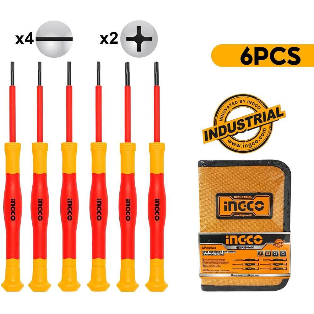 Ingco HKIPSD0601 6pcs Insulated VDE Precision Screwdriver Set - KHM Megatools Corp.