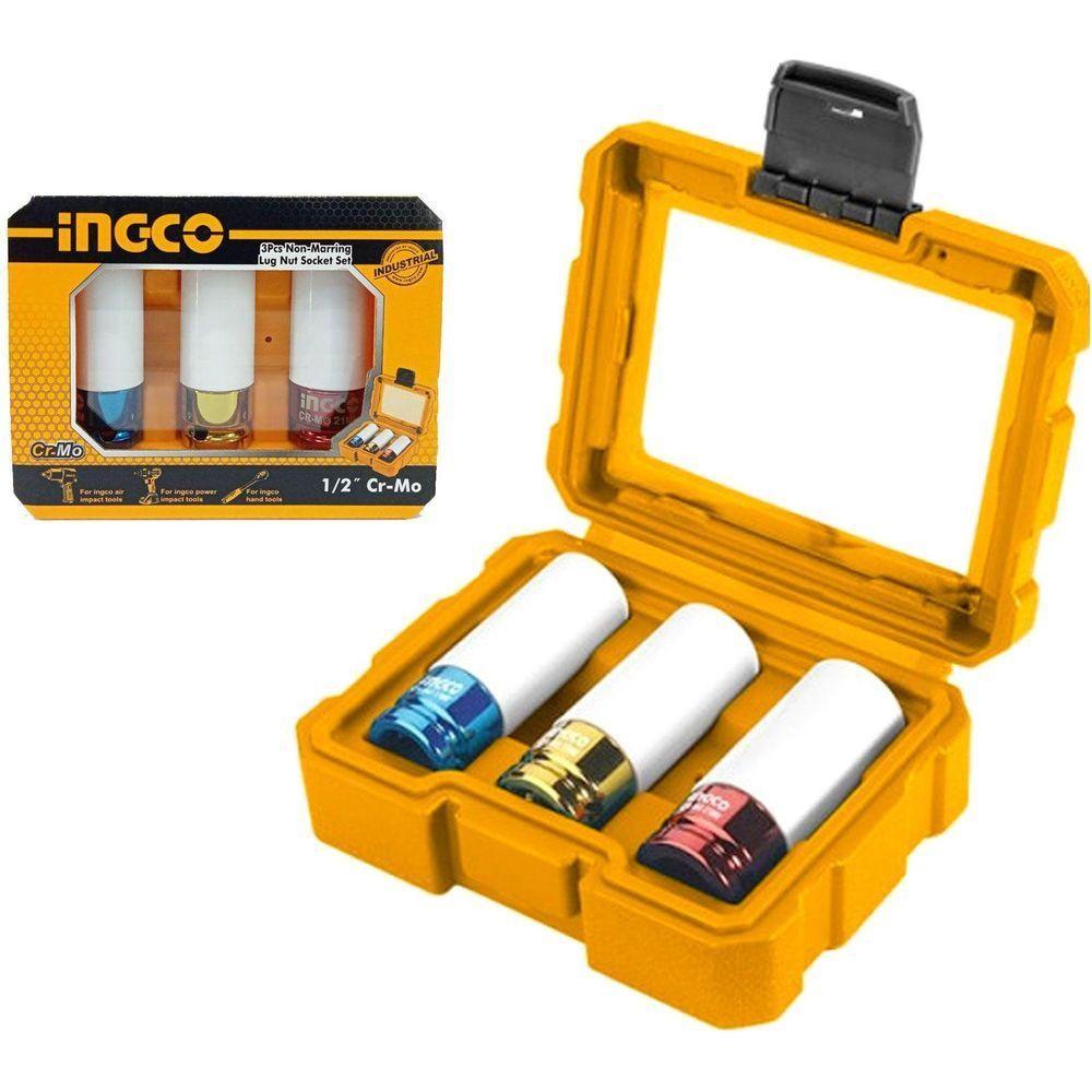 Ingco HNMLNS031 3pcs Non Marring Lug Nut Impact Socket Wrench Set 1/2