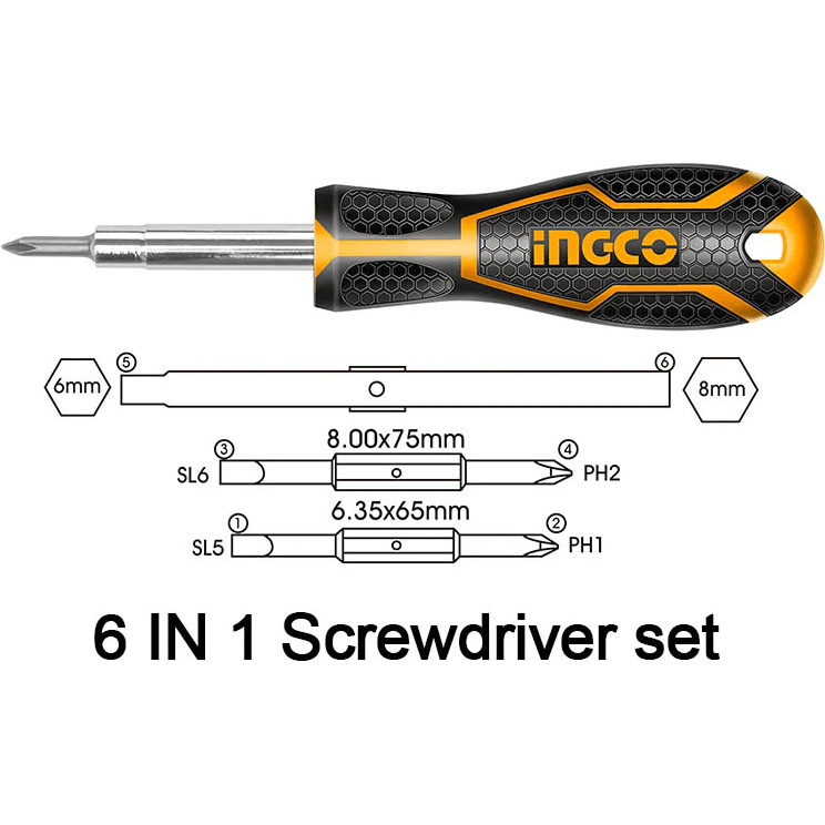 Ingco AKISD0608 6in1 Screwdriver Set - KHM Megatools Corp.