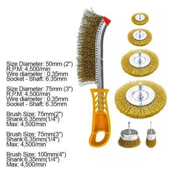 Ingco WB10071 7pcs Wire Brush Set - KHM Megatools Corp.