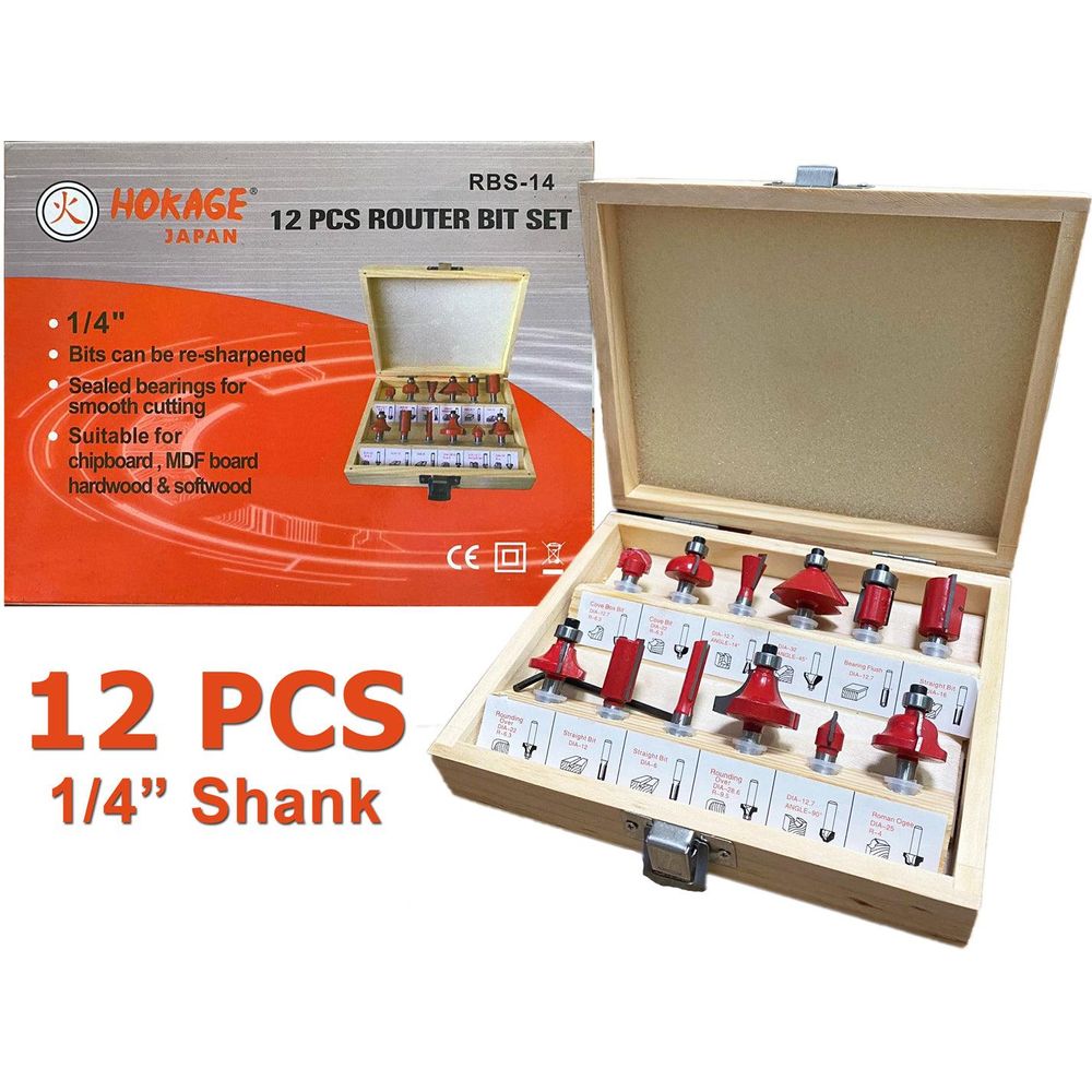 Hokage Router Bit Set (12 pcs/set) - KHM Megatools Corp.