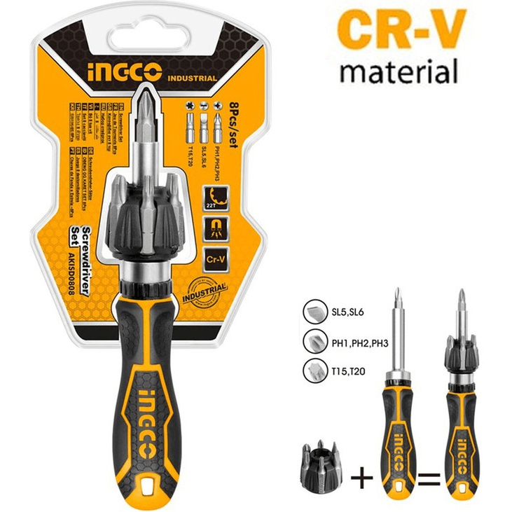 Ingco AKISD0808 8pcs Ratchet Screwdriver Set - KHM Megatools Corp.