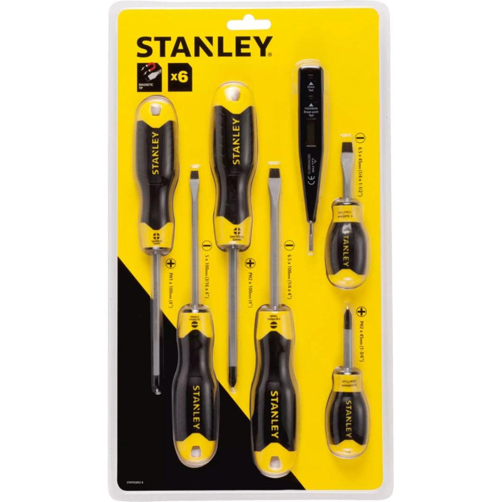 Stanley 92-002 (66-679) Cushion Grip Screwdriver Set (6pcs + Tester) - KHM Megatools Corp.