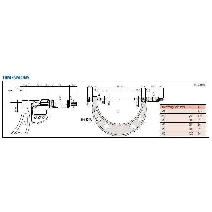 Mitutoyo Outside Micrometer, Series 104 (with interchangeable anvils) | Mitutoyo by KHM Megatools Corp.