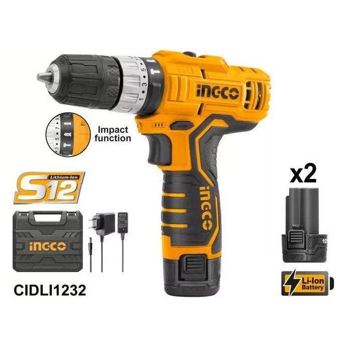 Ingco CIDLI1232 12V Cordless Li-Ion Impact Drill 12V - KHM Megatools Corp.