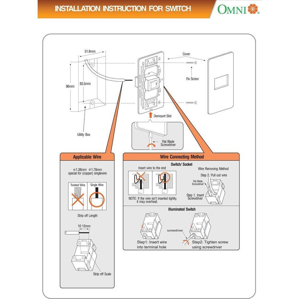 Omni P3-S13-PK 3pc 1-Way Switch in Plate (Flush Type) | Omni by KHM Megatools Corp.