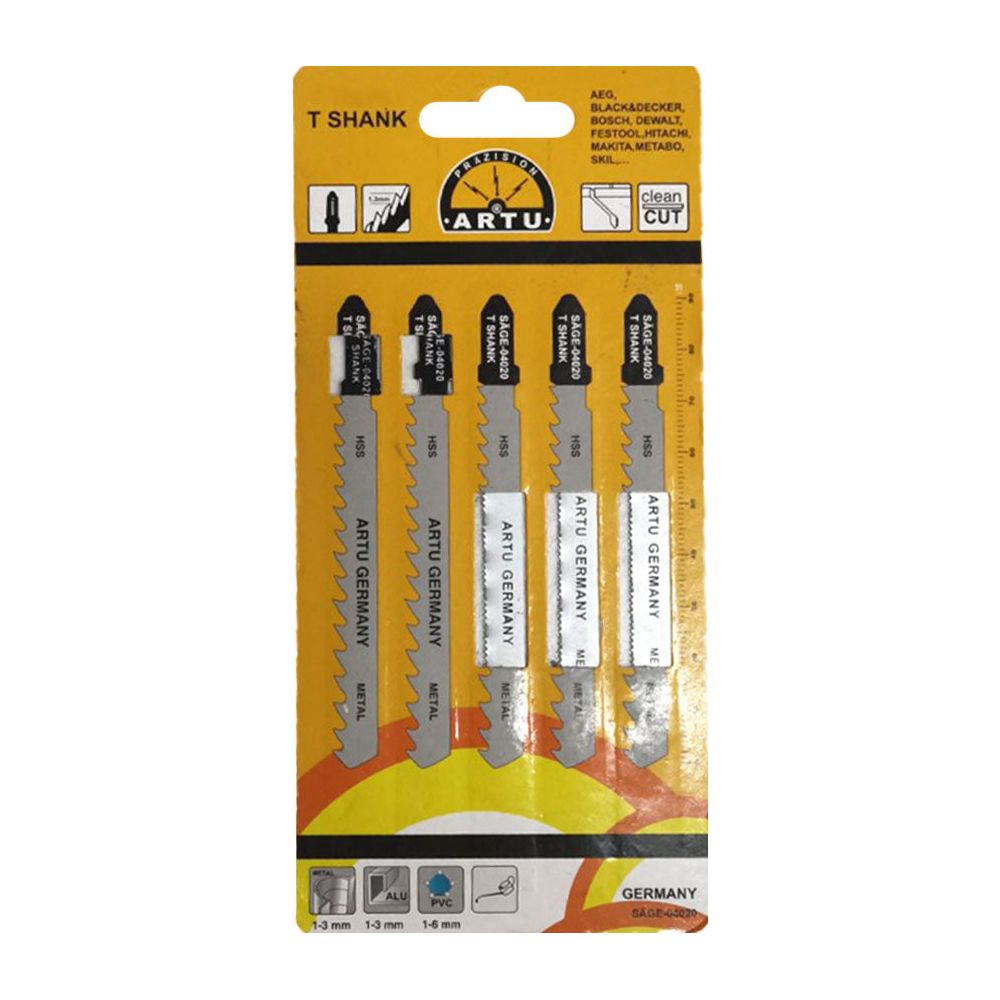 ARTU SAGE-04000 Jigsaw Blade T-Shank Set 5Pcs