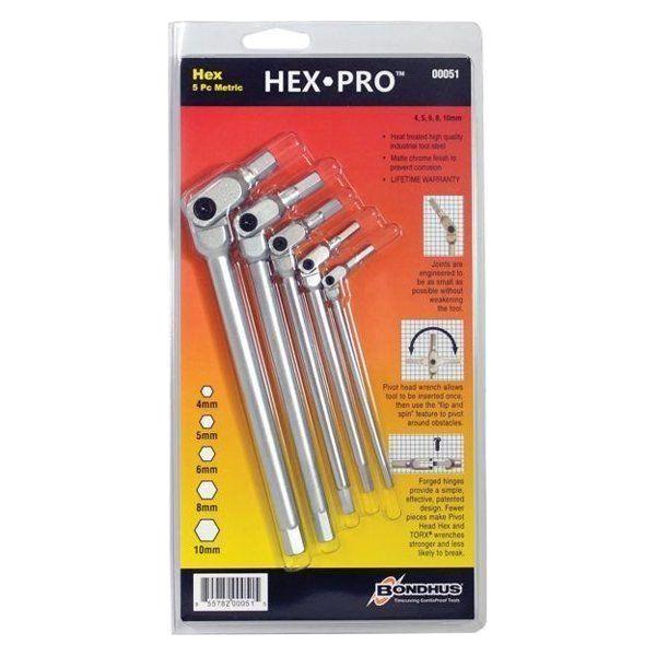 Bondhus 00050 Hex Pro™ Flexible Head Metric Hex Wrench Set 4-10mm | Bondhus by KHM Megatools Corp.