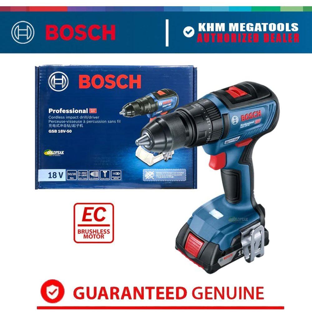 Bosch GSB 18V-50 Cordless Brushless Impact Drill - Driver 1/2