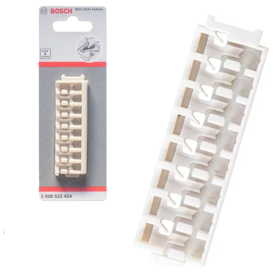 Bosch 8-Slot Pick and Click Storage Plastic Bit Holder 80.5 x 25.8 x 14.8 mm (2608522424) | Bosch by KHM Megatools Corp.