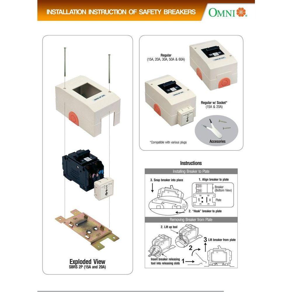 Omni CBB-2P Bolt on Circuit Breaker, 2 Poles (15A, 20A, 30A, 50A, 60A) | Omni by KHM Megatools Corp.