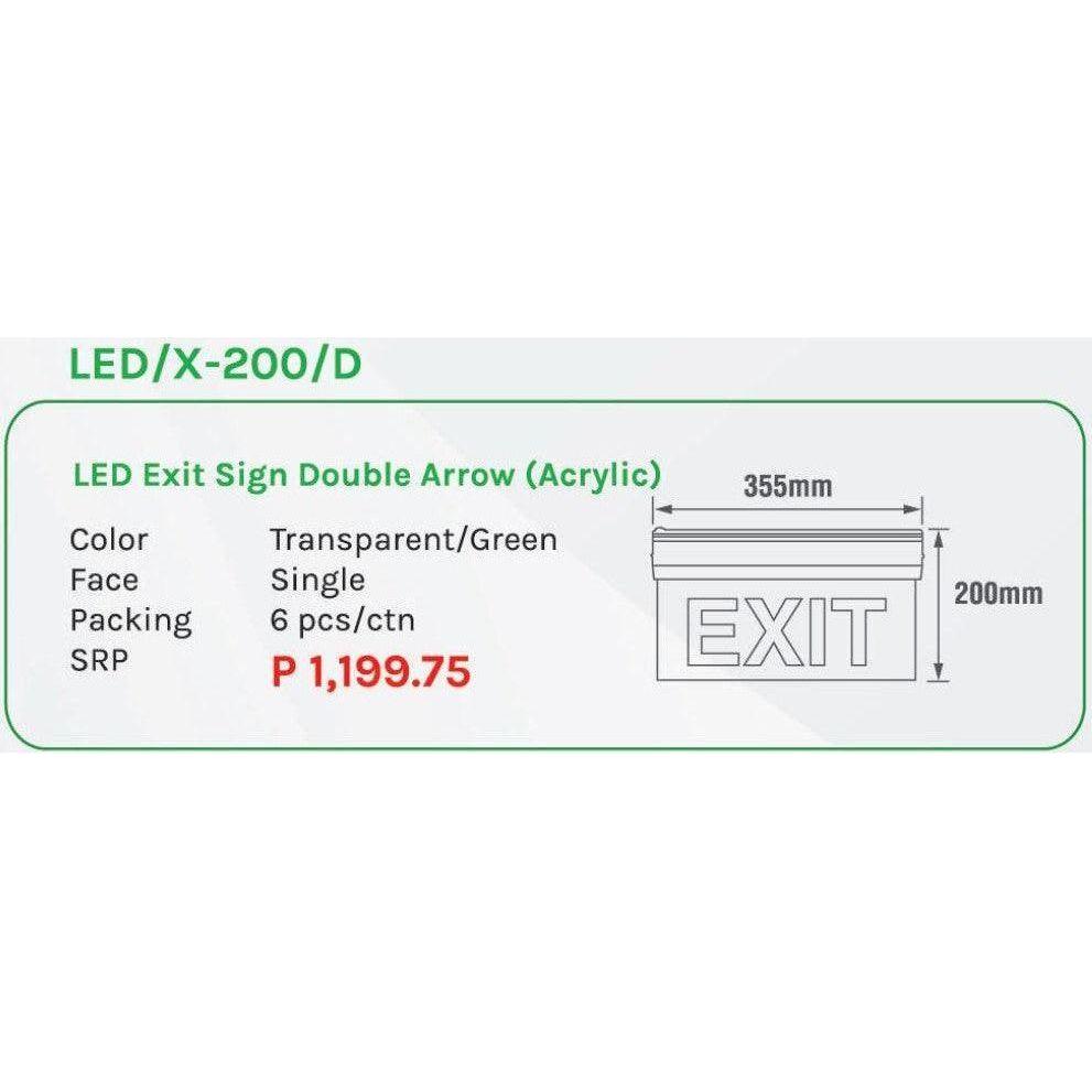 Omni LED X-200 D Exit Sign Double Arrow (Acrylic) - KHM Megatools Corp.