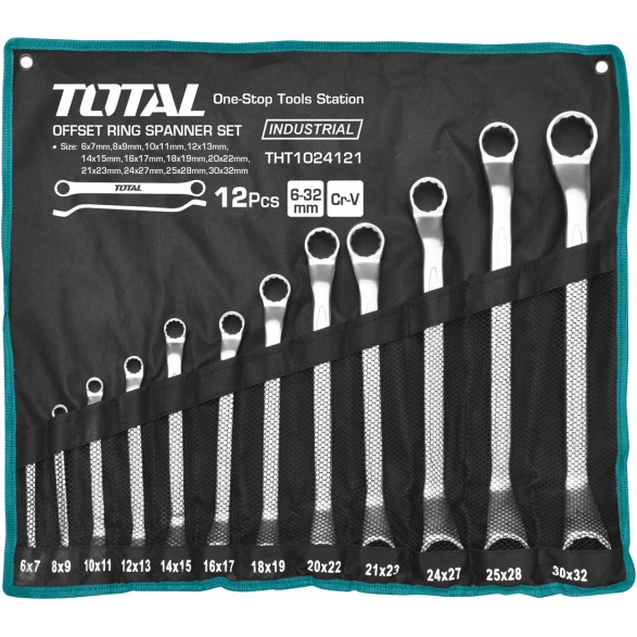 Total THT1024121 Offset Box Wrench Set 6-32mm | Total by KHM Megatools Corp.