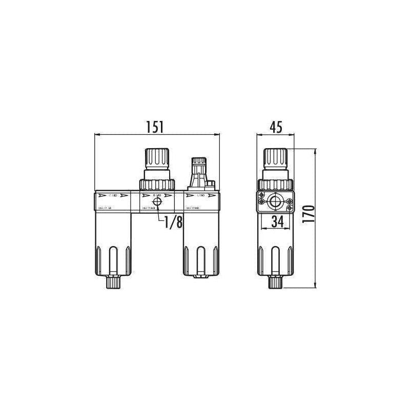 GAV G-FRL180 Air Filter - Reducer - Lubricator with Gauge - KHM Megatools Corp.