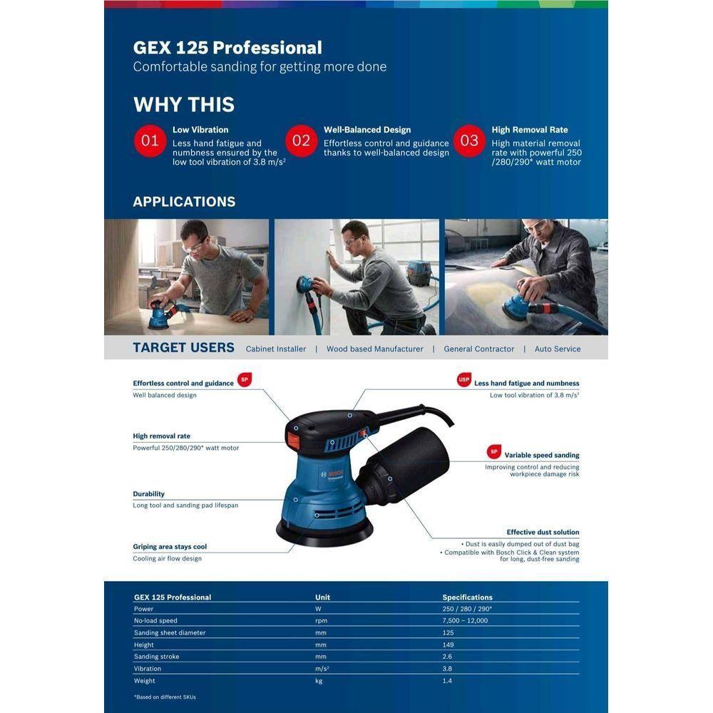 Bosch GEX 125 Random Orbit Sander 5