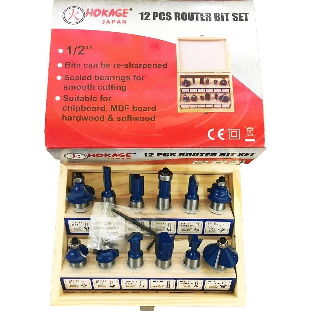 Hokage Router Bit Set (12 pcs/set) - Goldpeak Tools PH Hokage