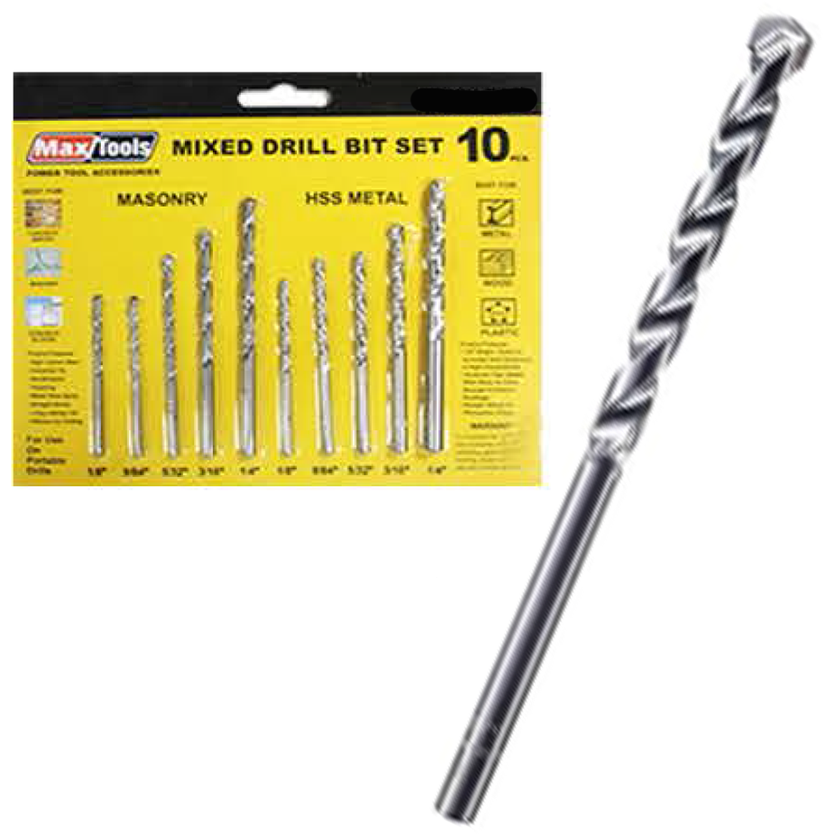 MaxTools MXS-7010 Mixed Drill Bit Set 10Pcs