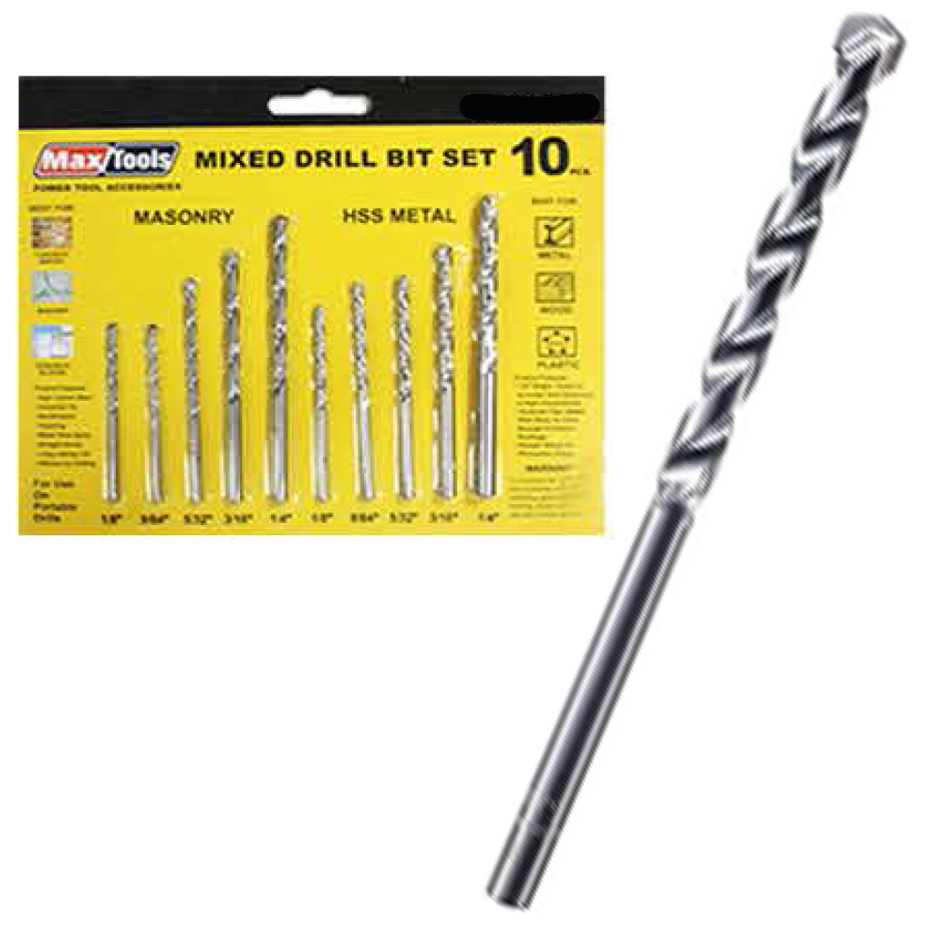 MaxTools MXM-8010 Mixed Drill Bit Set 10Pcs