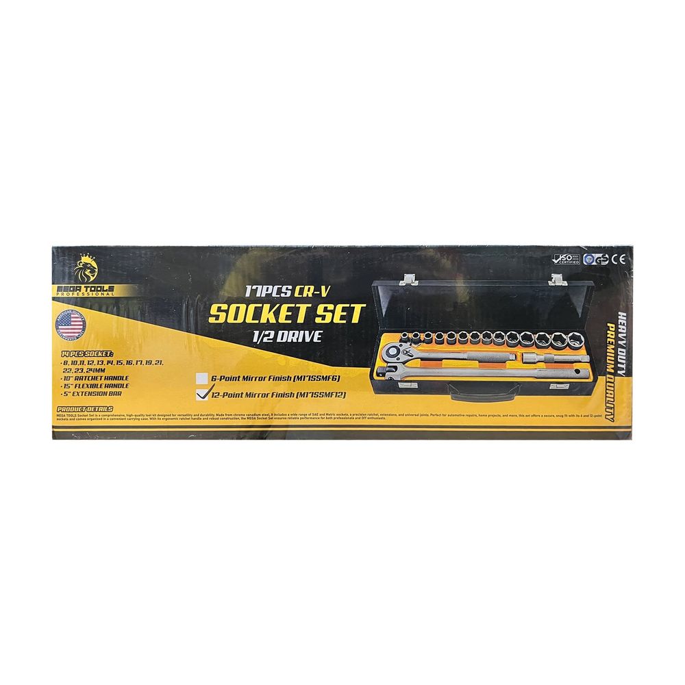 Megatools M17SSMF12 Socket Wrench Set 17pcs 1/2