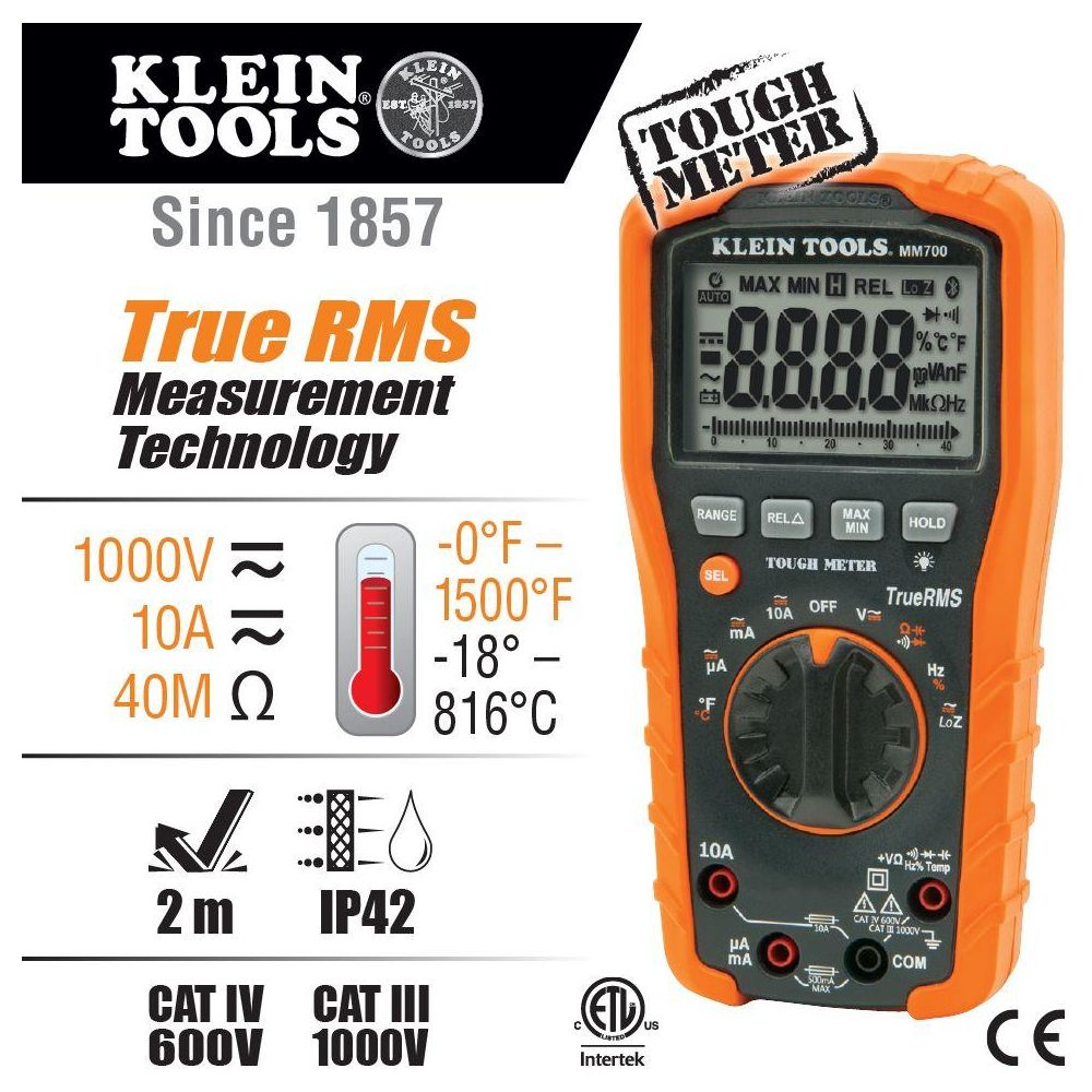 Klein MM700 Digital Multimeter TRMS/Low Impedance (1000V) [Multi-Tester] | Klein by KHM Megatools Corp.