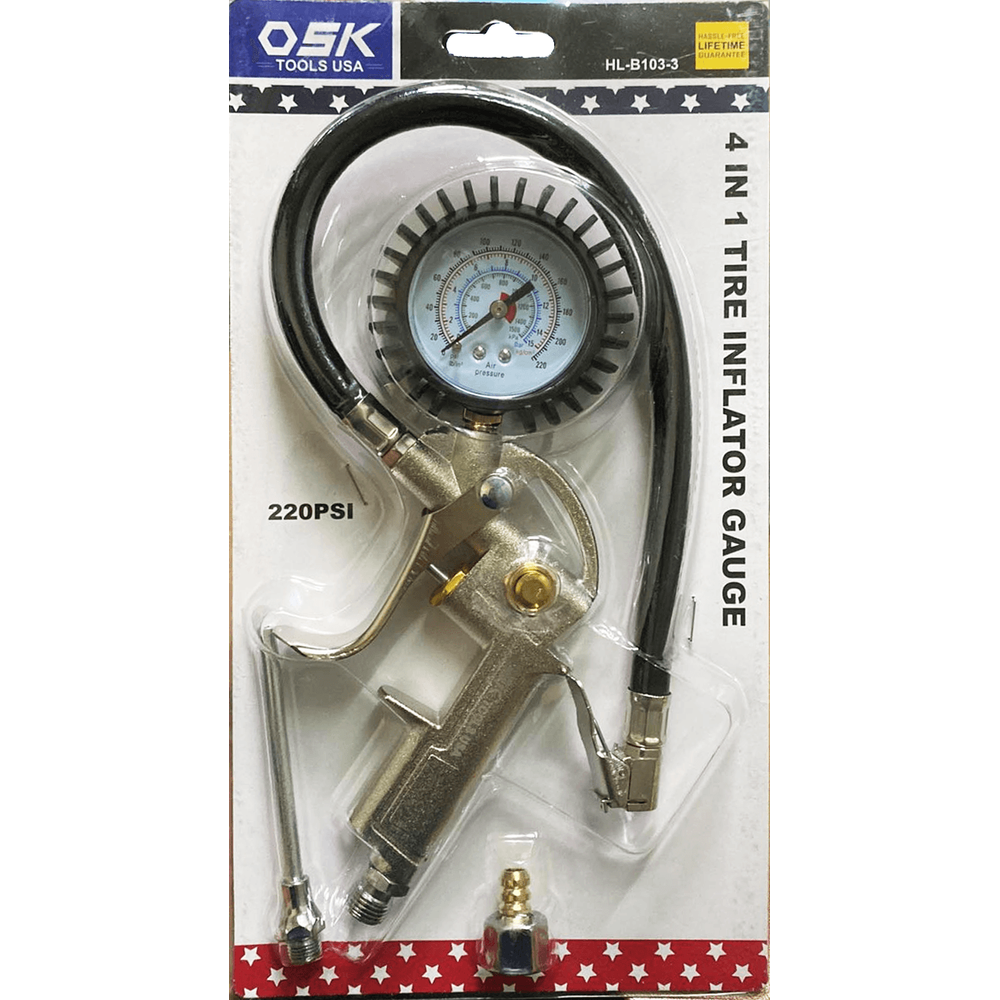 OSK HL-B-103-3 Pneumatic 4-in-1 Tire Inflator Gauge - KHM Megatools Corp.