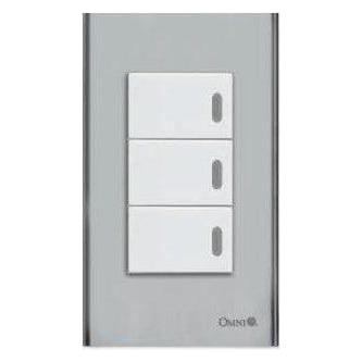 Omni SP3-S14-PK 3pc 1-Way Illuminated Switch in Stainless Plate 16A (Wide Series) | Omni by KHM Megatools Corp.