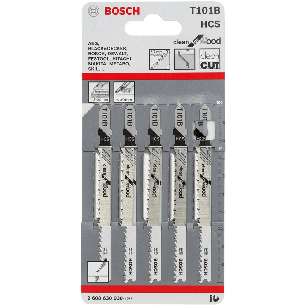 Bosch T101B Jigsaw Blade (Fine Straight Cut) Clean for Wood [2608630030] - KHM Megatools Corp.